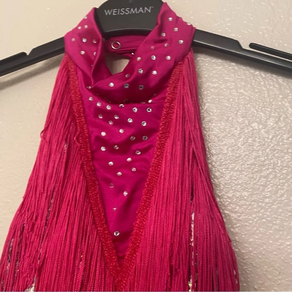 Weissman Dance costume hot pink sassy fringe dress Spice Up Your Life 14130 LC